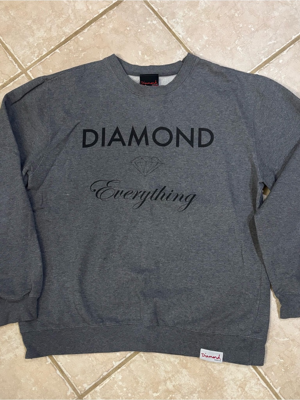Diamond Supply Co. Gray Crewneck Sweatshirt with Black Logo